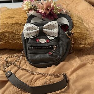 Gray Mini Bag with Bow Accent